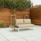 Minimalist Outdoor Teak & Aluminum Sofa - 1/2 Seater For Outdoor Patio & Garden Lumendat