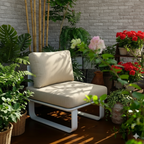 Minimalist Outdoor Teak & Aluminum Sofa - 1/2 Seater For Outdoor Patio & Garden Lumendat