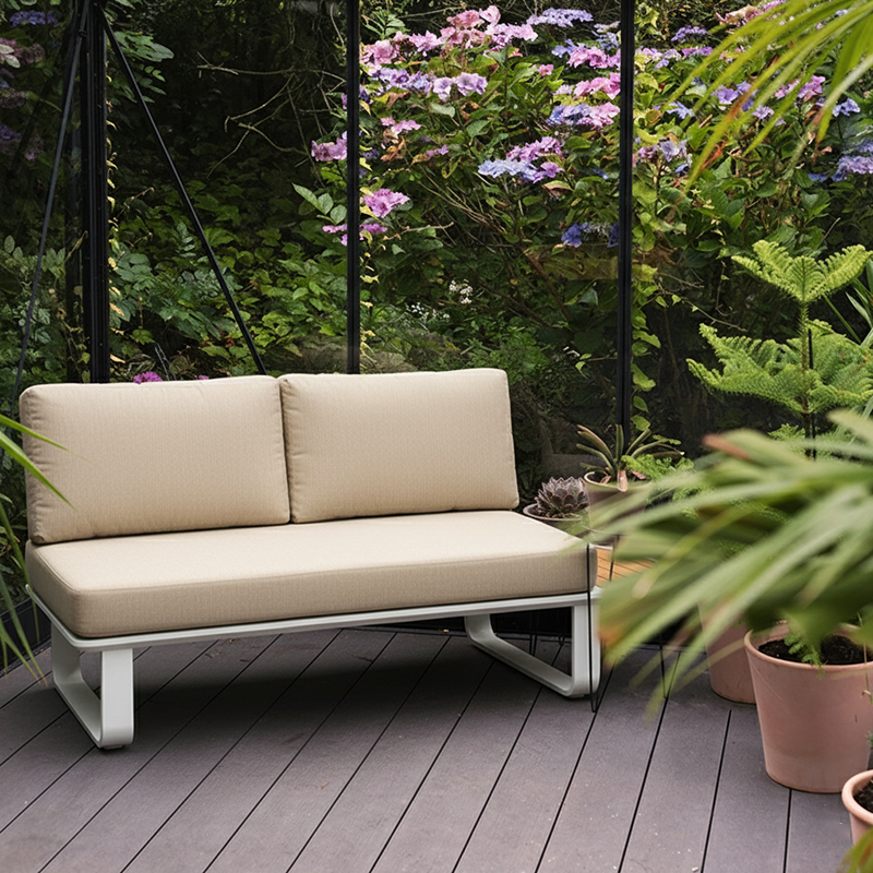 Minimalist Outdoor Teak & Aluminum Sofa - 1/2 Seater For Outdoor Patio & Garden Lumendat