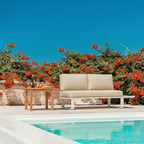 Minimalist Outdoor Teak & Aluminum Sofa - 1/2 Seater For Outdoor Patio & Garden Lumendat