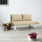 Minimalist Outdoor Teak & Aluminum Sofa - 1/2 Seater For Outdoor Patio & Garden Lumendat