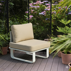 Minimalist Outdoor Teak & Aluminum Sofa - 1/2 Seater For Outdoor Patio & Garden Lumendat