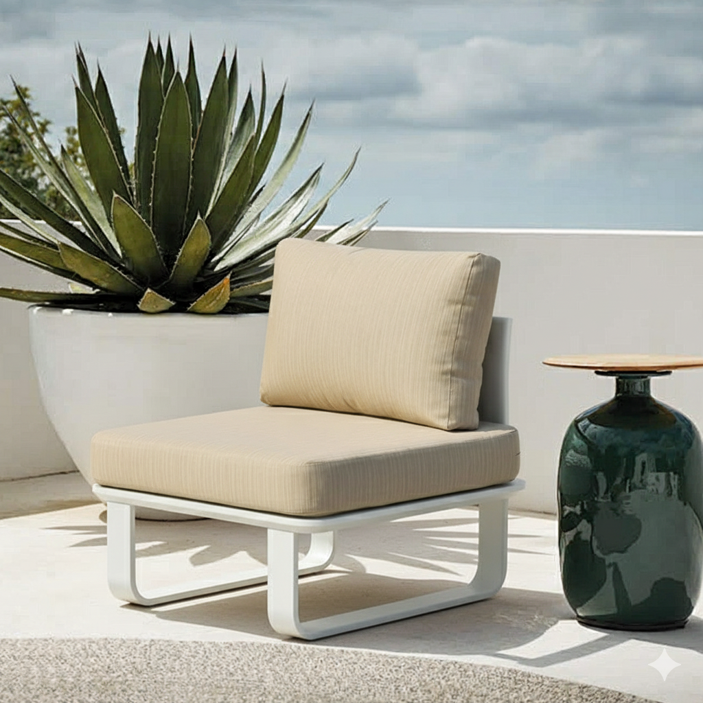 Minimalist Outdoor Teak & Aluminum Sofa - 1/2 Seater For Outdoor Patio & Garden Lumendat