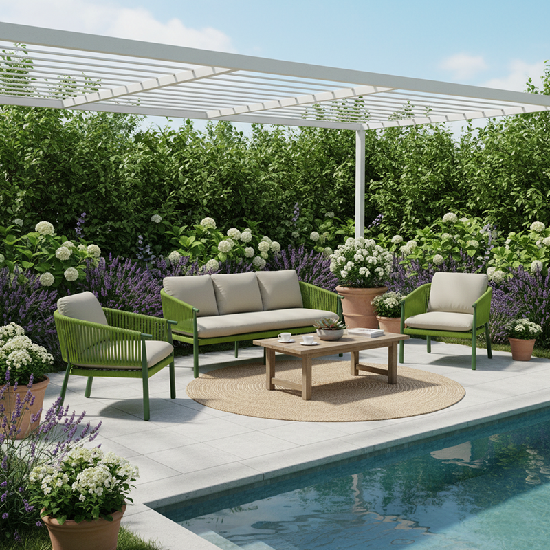 Contemporary Scandinavian Outdoor Garden Rope Sofa - 1/2/3 Seater For Balcony & Outdoor Patio Lumendat