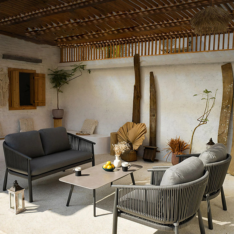 Contemporary Scandinavian Outdoor Garden Rope Sofa - 1/2/3 Seater For Balcony & Outdoor Patio Lumendat