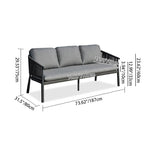 Contemporary Scandinavian Outdoor Garden Rope Sofa - 1/2/3 Seater For Balcony & Outdoor Patio Lumendat