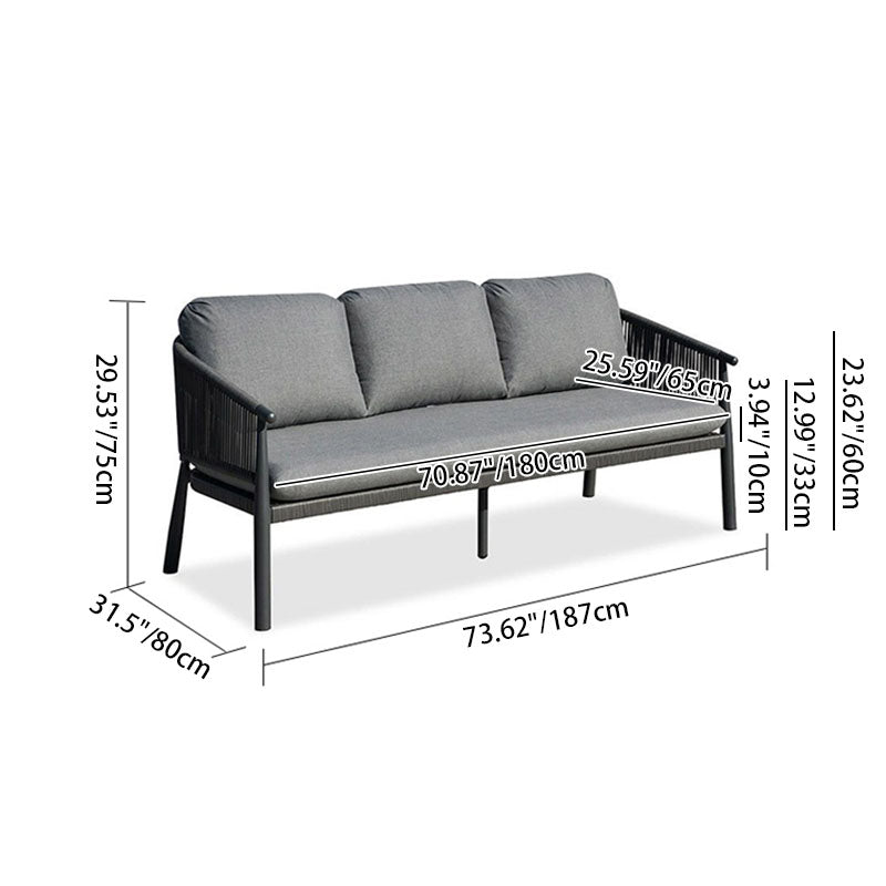 Contemporary Scandinavian Outdoor Garden Rope Sofa - 1/2/3 Seater For Balcony & Outdoor Patio Lumendat