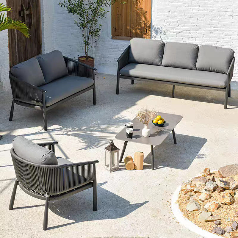 Contemporary Scandinavian Outdoor Garden Rope Sofa - 1/2/3 Seater For Balcony & Outdoor Patio Lumendat