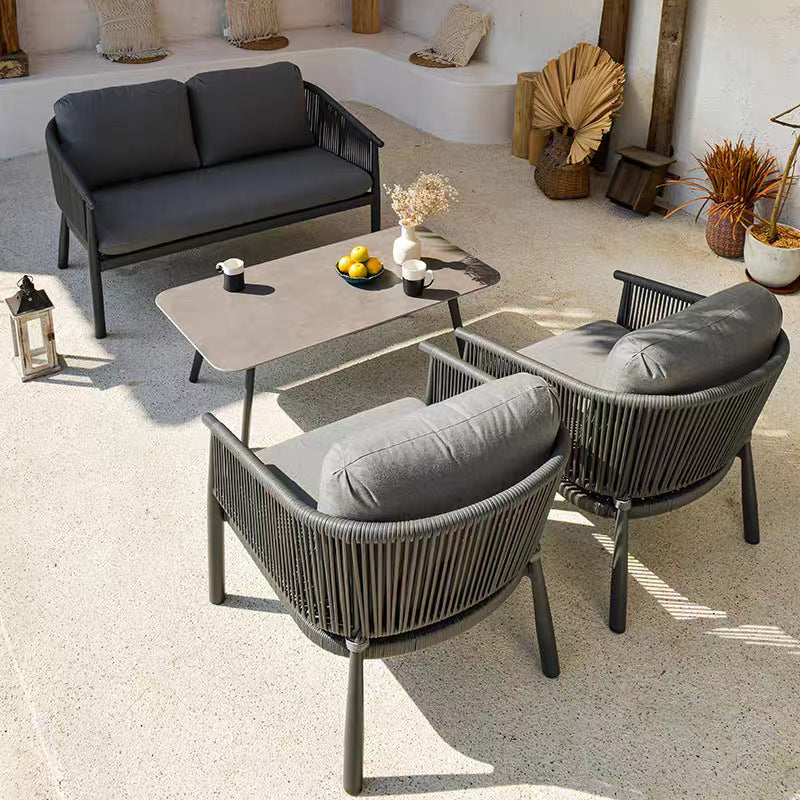Contemporary Scandinavian Outdoor Garden Rope Sofa - 1/2/3 Seater For Balcony & Outdoor Patio Lumendat
