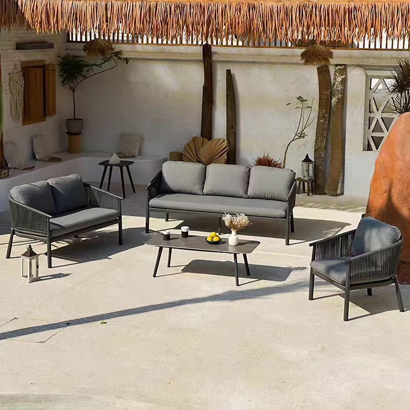 Contemporary Scandinavian Outdoor Garden Rope Sofa - 1/2/3 Seater For Balcony & Outdoor Patio Lumendat