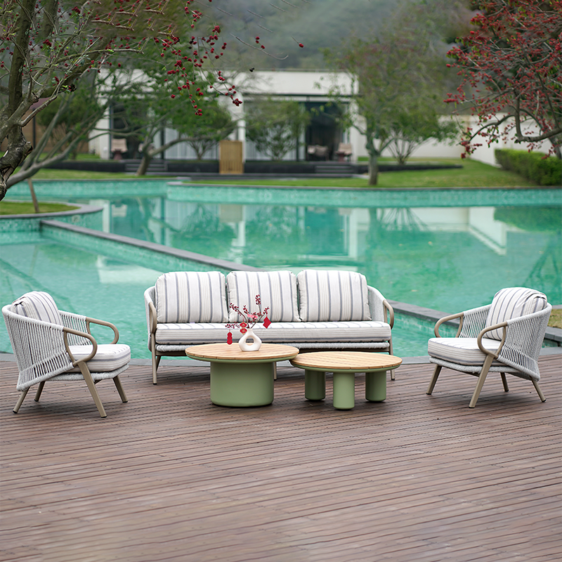 Contemporary Scandinavian Outdoor Garden Resin Sofa - 1/3 Seater For Balcony & Outdoor Patio Lumendat