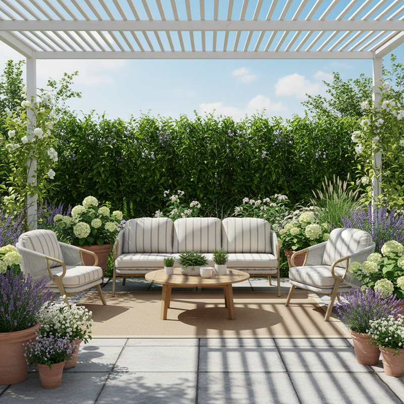 Contemporary Scandinavian Outdoor Garden Resin Sofa - 1/3 Seater For Balcony & Outdoor Patio Lumendat