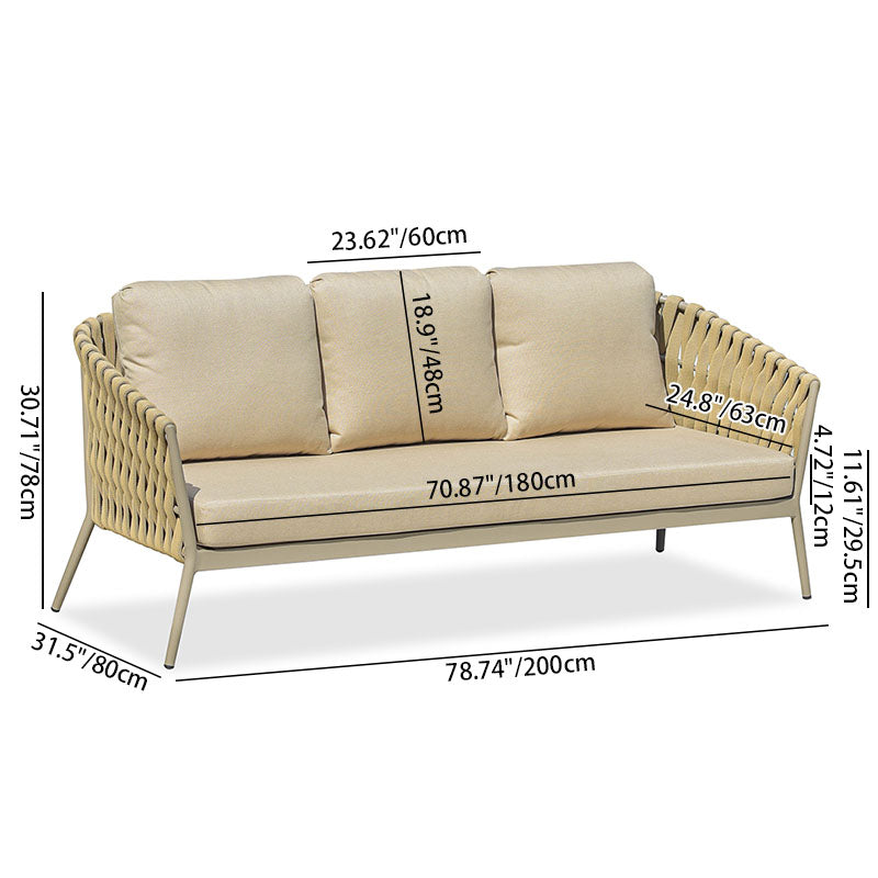 Traditional French Outdoor Rope Woven Sofa - 1/2/3 Seater For Balcony & Outdoor Patio Lumendat