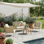 Traditional French Outdoor Rope Woven Sofa - 1/2/3 Seater For Balcony & Outdoor Patio Lumendat