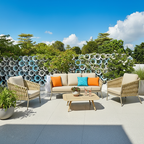 Traditional French Outdoor Rope Woven Sofa - 1/2/3 Seater For Balcony & Outdoor Patio Lumendat