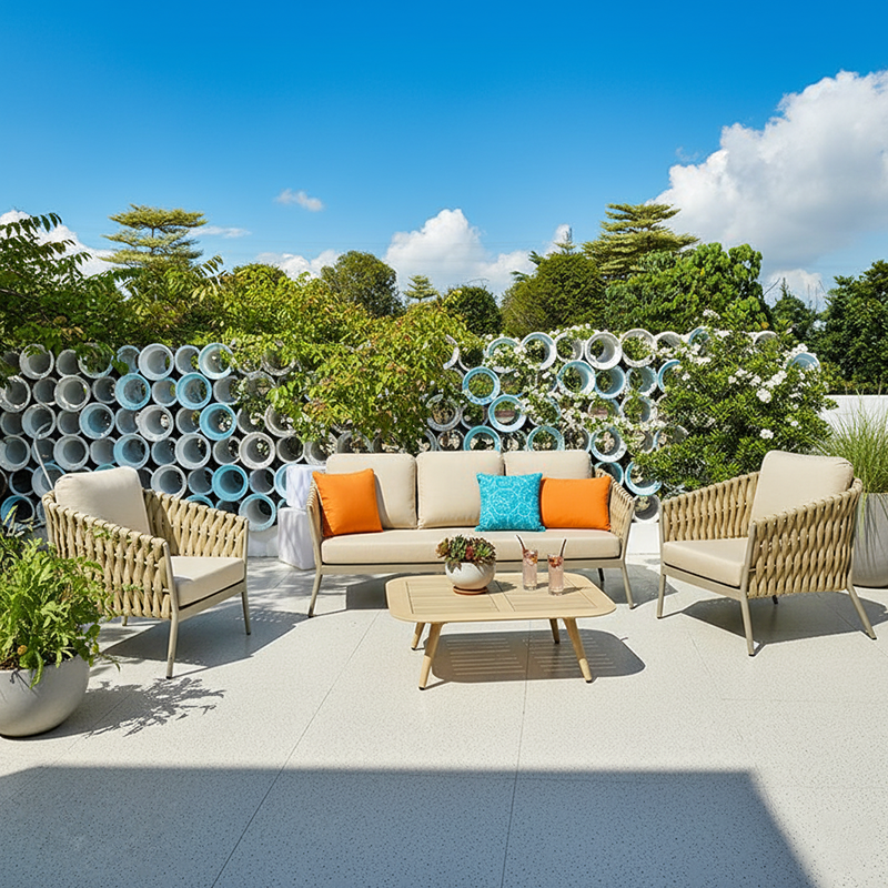 Traditional French Outdoor Rope Woven Sofa - 1/2/3 Seater For Balcony & Outdoor Patio Lumendat