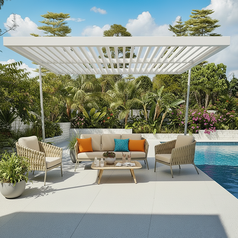 Traditional French Outdoor Rope Woven Sofa - 1/2/3 Seater For Balcony & Outdoor Patio Lumendat