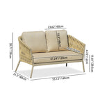 Traditional French Outdoor Rope Woven Sofa - 1/2/3 Seater For Balcony & Outdoor Patio Lumendat