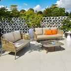 Traditional French Outdoor Rope Woven Sofa - 1/2/3 Seater For Balcony & Outdoor Patio Lumendat