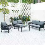 Modern Minimalist Outdoor Garden Rope Sofa - 1/2/3 Seater For Balcony & Outdoor Patio Lumendat