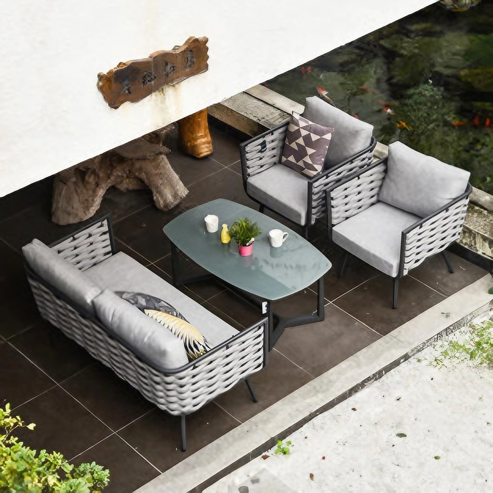 Traditional Chinese Outdoor Rope Weave Sofa - 1/2/3 Seater For Balcony & Outdoor Patio Lumendat