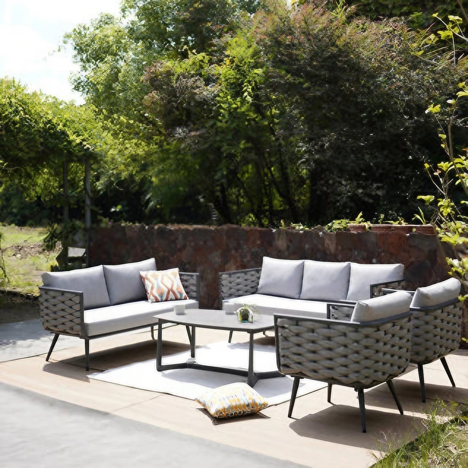 Traditional Chinese Outdoor Rope Weave Sofa - 1/2/3 Seater For Balcony & Outdoor Patio Lumendat