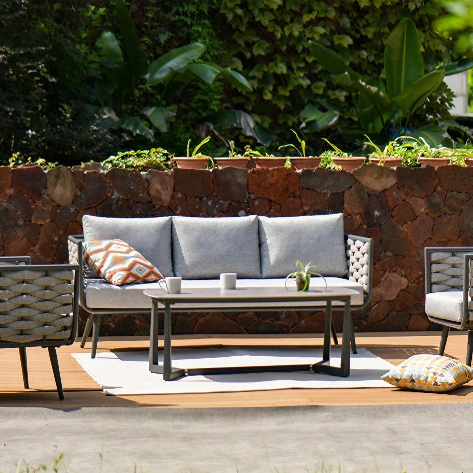 Traditional Chinese Outdoor Rope Weave Sofa - 1/2/3 Seater For Balcony & Outdoor Patio Lumendat
