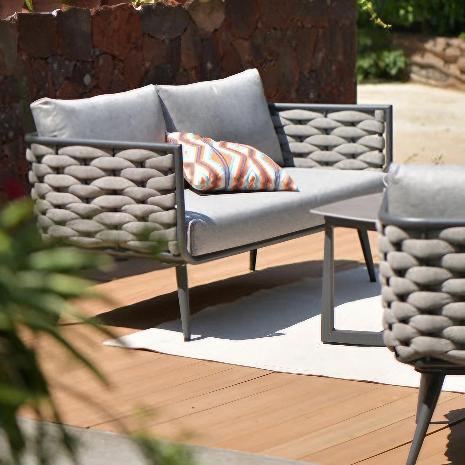 Traditional Chinese Outdoor Rope Weave Sofa - 1/2/3 Seater For Balcony & Outdoor Patio Lumendat