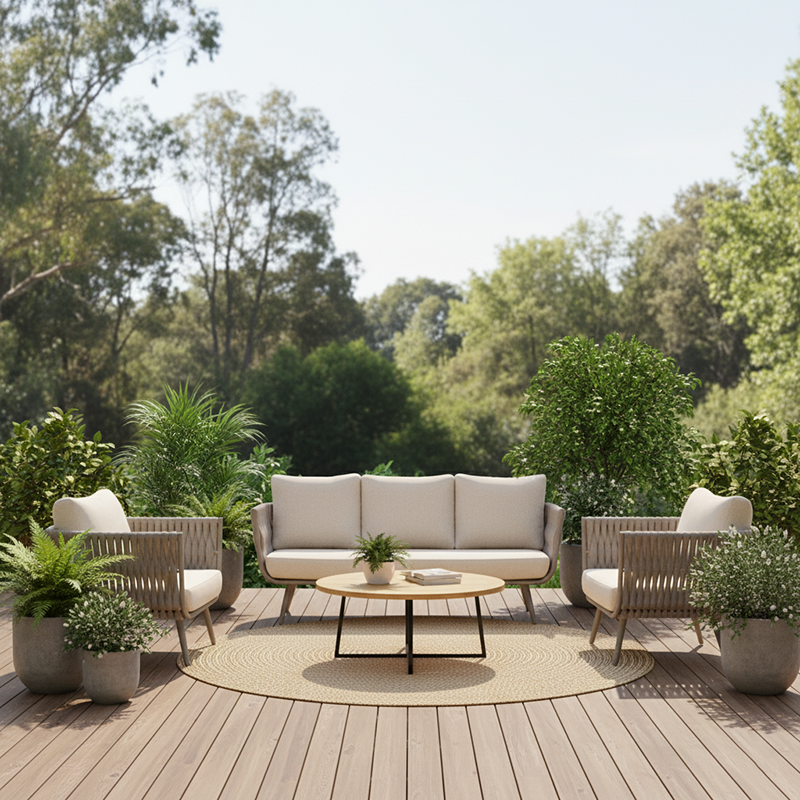Contemporary Scandinavian Outdoor Rope Weave Sofa - 1/2/3 Seater For Balcony & Outdoor Patio Lumendat