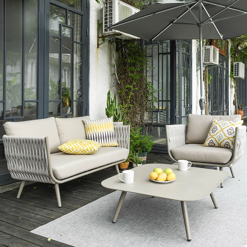 Contemporary Scandinavian Outdoor Rope Weave Sofa - 1/2/3 Seater For Balcony & Outdoor Patio Lumendat