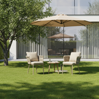Modern Aluminum Outdoor Dining Chair With Woven Backrest - Waterproof Cushion Accent Chair For Outdoor Lumendat