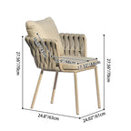 Modern Aluminum Outdoor Dining Chair With Woven Backrest - Waterproof Cushion Accent Chair For Outdoor Lumendat