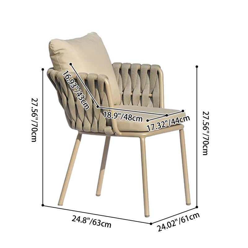 Modern Aluminum Outdoor Dining Chair With Woven Backrest - Waterproof Cushion Accent Chair For Outdoor Lumendat