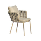 Modern Aluminum Outdoor Dining Chair With Woven Backrest - Waterproof Cushion Accent Chair For Outdoor Lumendat