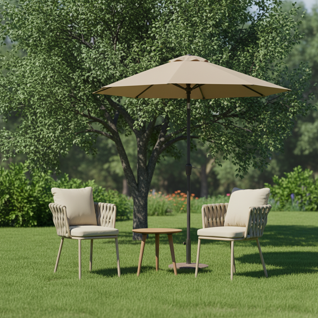 Modern Aluminum Outdoor Dining Chair With Woven Backrest - Waterproof Cushion Accent Chair For Outdoor Lumendat