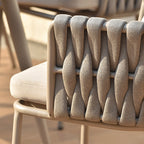Modern Aluminum Outdoor Dining Chair With Woven Backrest - Waterproof Cushion Accent Chair For Outdoor Lumendat