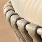 Modern Aluminum Outdoor Dining Chair With Woven Backrest - Waterproof Cushion Accent Chair For Outdoor Lumendat