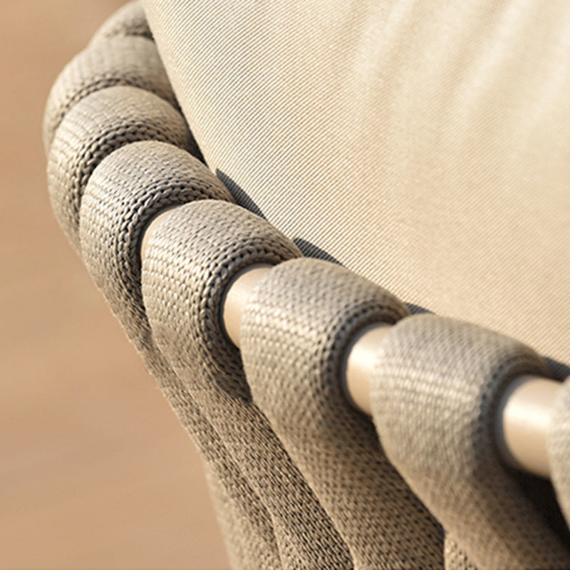 Modern Aluminum Outdoor Dining Chair With Woven Backrest - Waterproof Cushion Accent Chair For Outdoor Lumendat