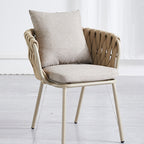 Modern Aluminum Outdoor Dining Chair With Woven Backrest - Waterproof Cushion Accent Chair For Outdoor Lumendat