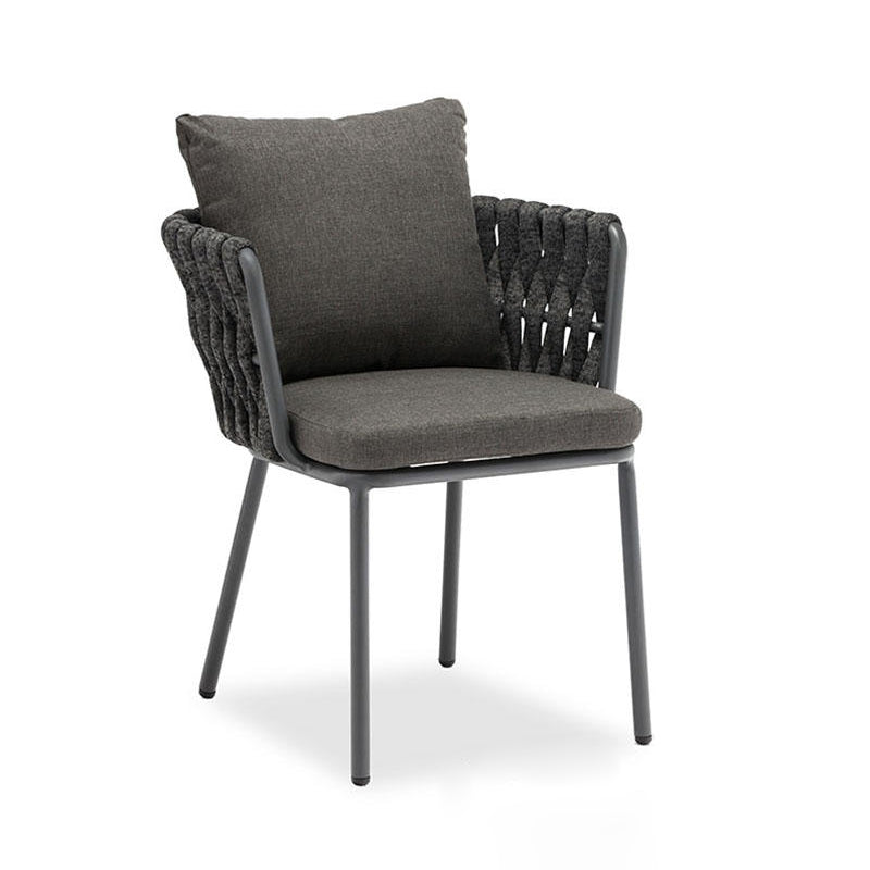 Contemporary Aluminum Outdoor Dining Chair - Waterproof Woven Backrest Accent Chair for Garden Lumendat