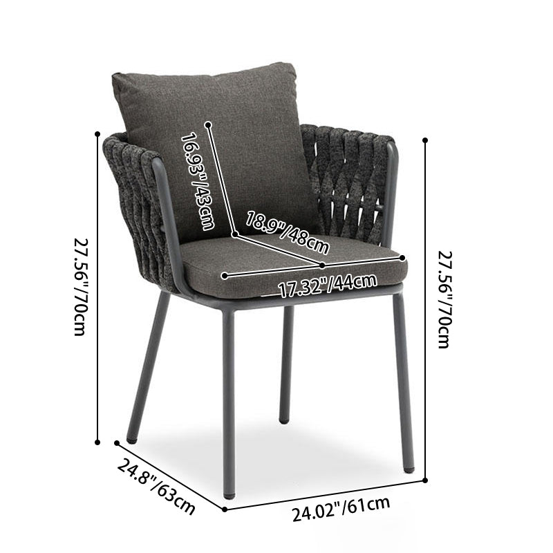 Contemporary Aluminum Outdoor Dining Chair - Waterproof Woven Backrest Accent Chair for Garden Lumendat