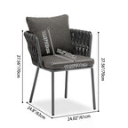 Contemporary Aluminum Outdoor Dining Chair - Waterproof Woven Backrest Accent Chair for Garden Lumendat