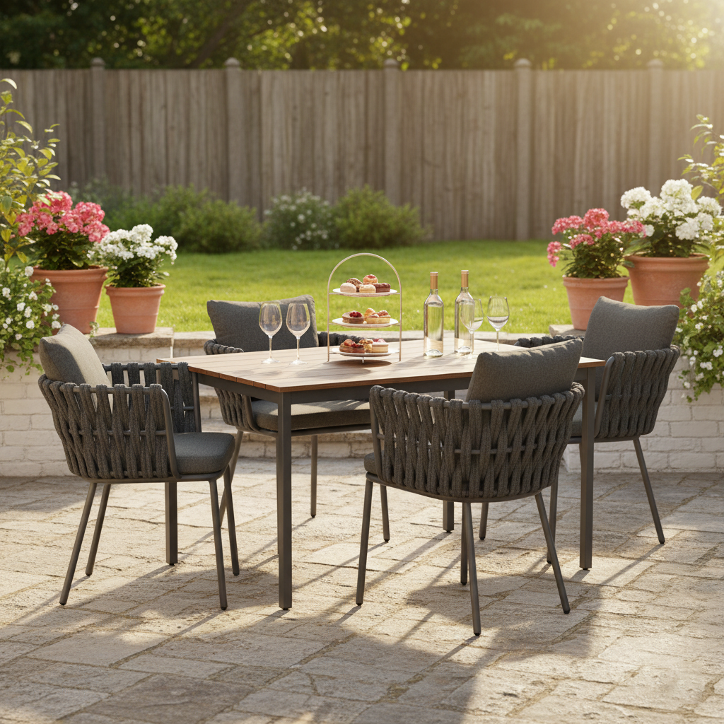 Contemporary Aluminum Outdoor Dining Chair - Waterproof Woven Backrest Accent Chair for Garden Lumendat