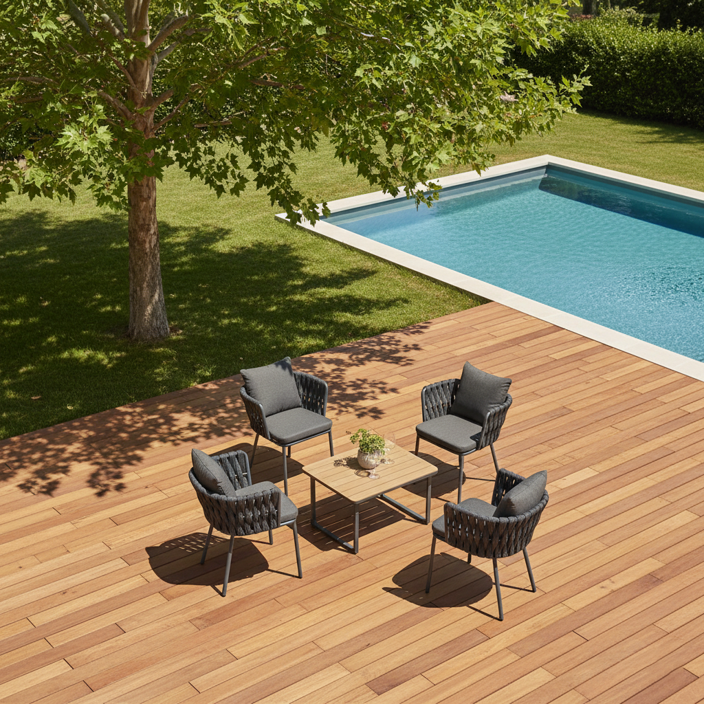 Contemporary Aluminum Outdoor Dining Chair - Waterproof Woven Backrest Accent Chair for Garden Lumendat