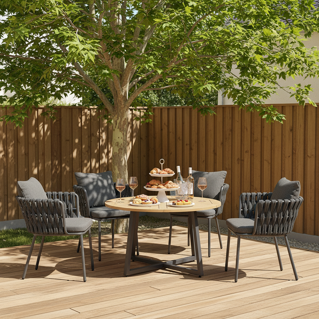 Contemporary Aluminum Outdoor Dining Chair - Waterproof Woven Backrest Accent Chair for Garden Lumendat