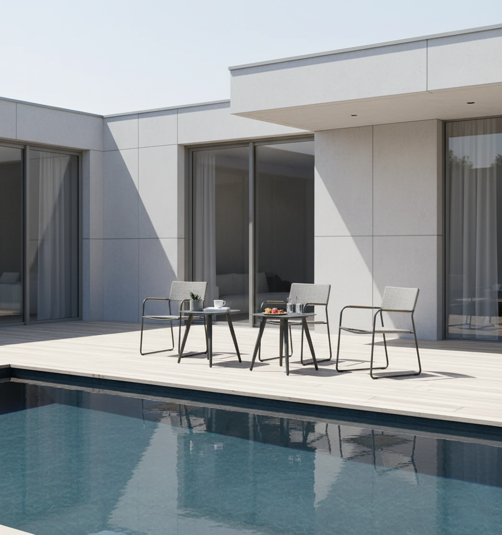Minimalist Aluminum Side Table - Rectangle Square Accent Table With Sand-Texture Finish For Outdoor Lumendat