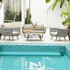 Minimalist Aluminum Side Table - Rectangle Square Accent Table With Sand-Texture Finish For Outdoor Lumendat