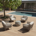 Contemporary Aluminum Outdoor Table - Tempered Glass Surface Coffee Table For Outdoor Patio Lumendat