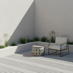 Contemporary Aluminum Outdoor Table - Tempered Glass Surface Coffee Table For Outdoor Patio Lumendat