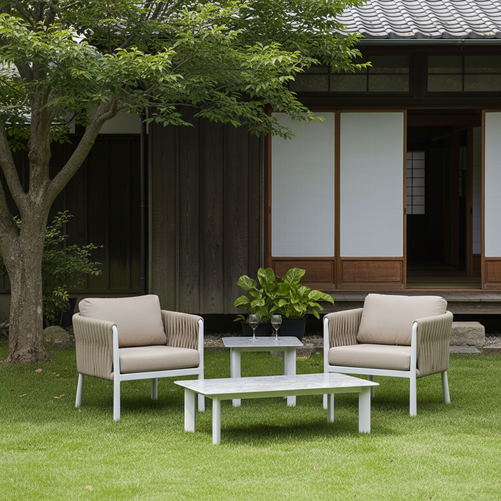 Minimalist Aluminum Alloy Outdoor Table - Scratch-Resistant Sintered Stone Top Outdoor Coffee Table For Outdoor Lumendat